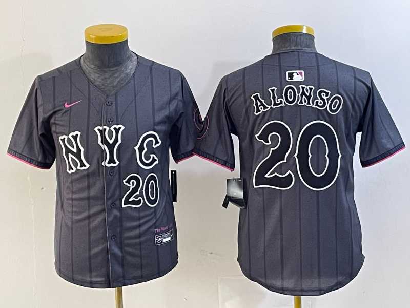 Youth New York Mets #20 Pete Alonso Number Grey 2024 City Connect Cool Base Stitched Jersey->mlb youth jerseys->MLB Jersey
